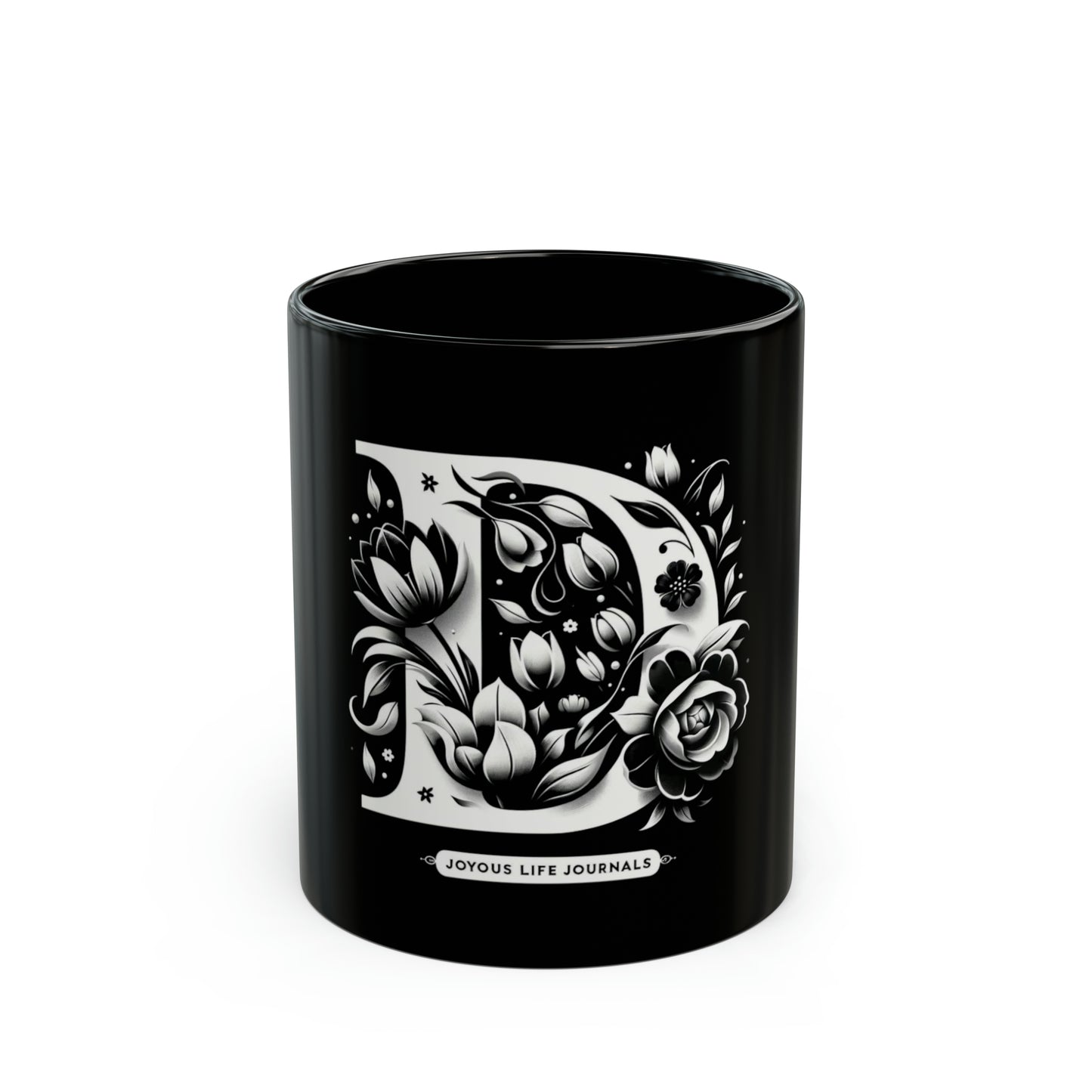Dynamic Delight | D Monogram Black Mug