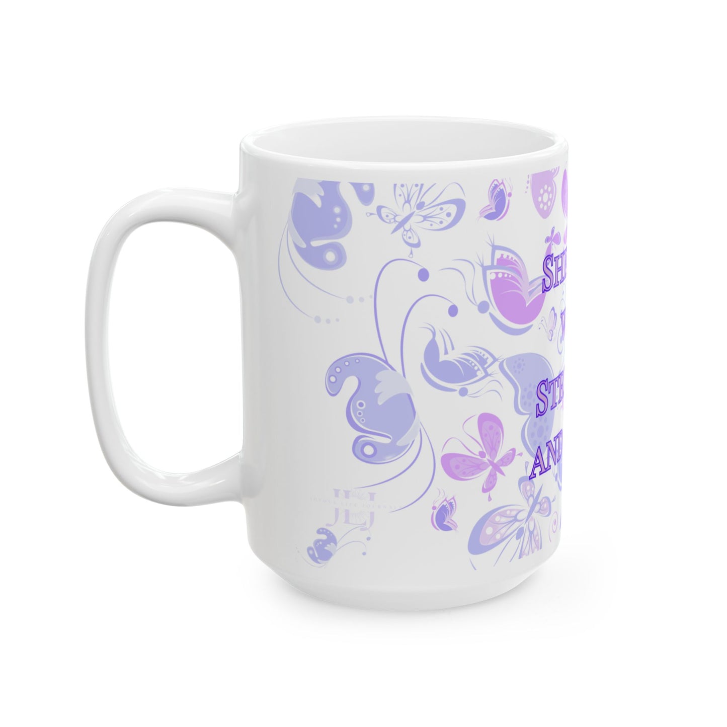 She Rises with Strength and Grace – 15oz Inspirational Butterfly Mug | Joyous Life Journals
