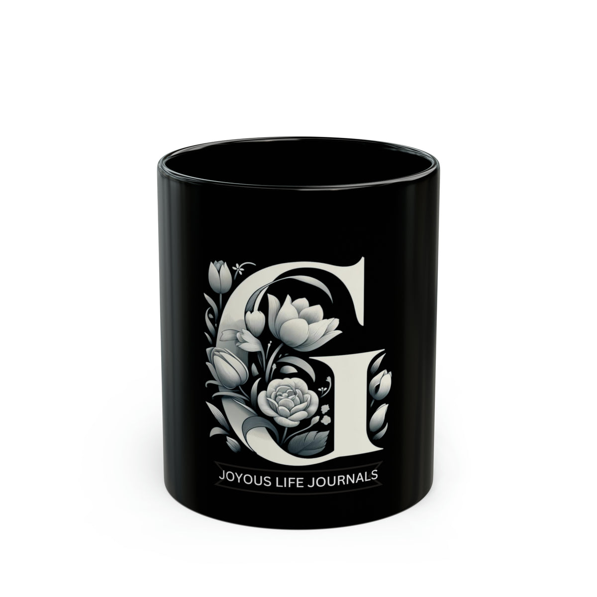 Graceful Glimpse | G Monogram Black Mug