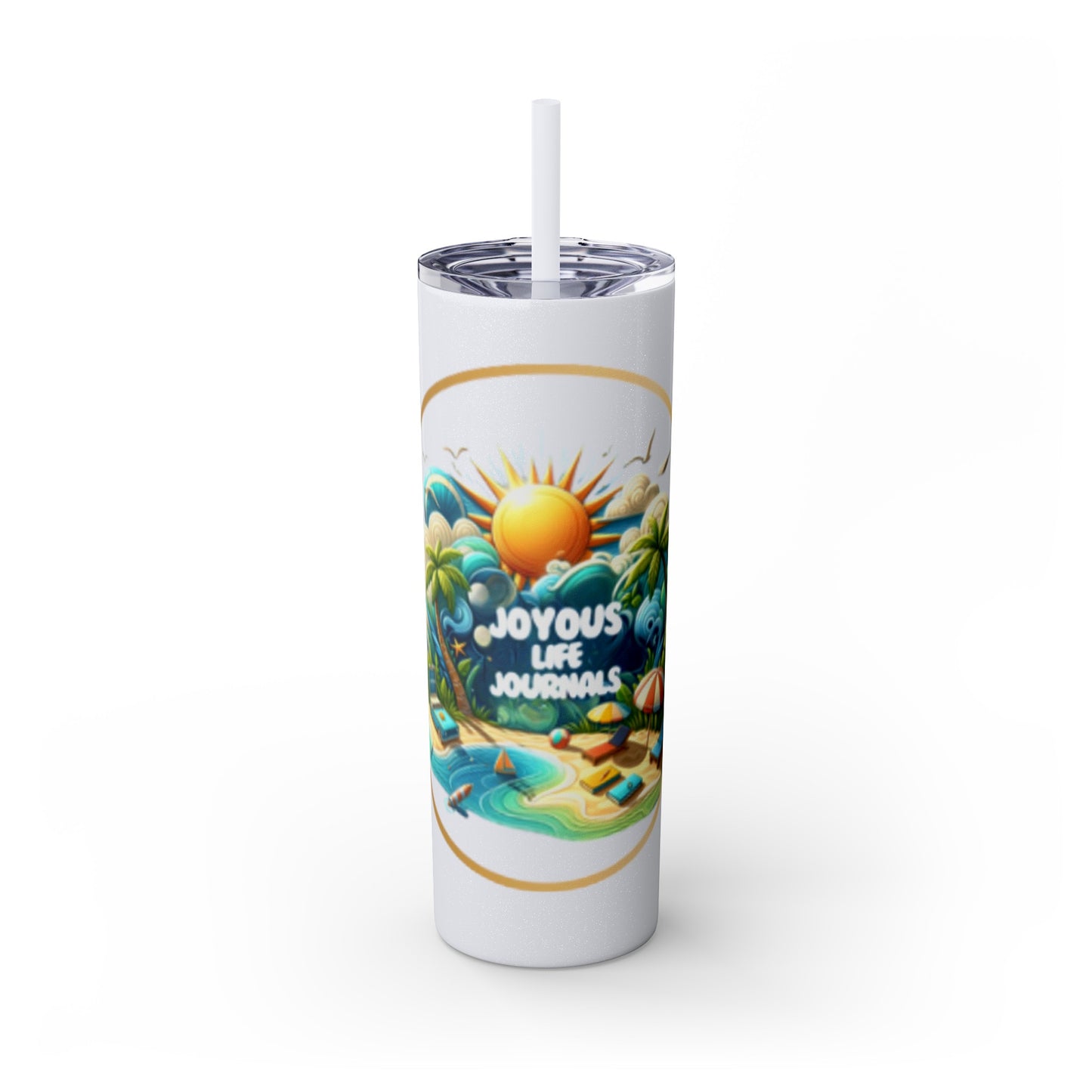 Ocean Bliss Skinny Tumbler with Straw – 20oz, Multiple Colors | Joyous Life Journals