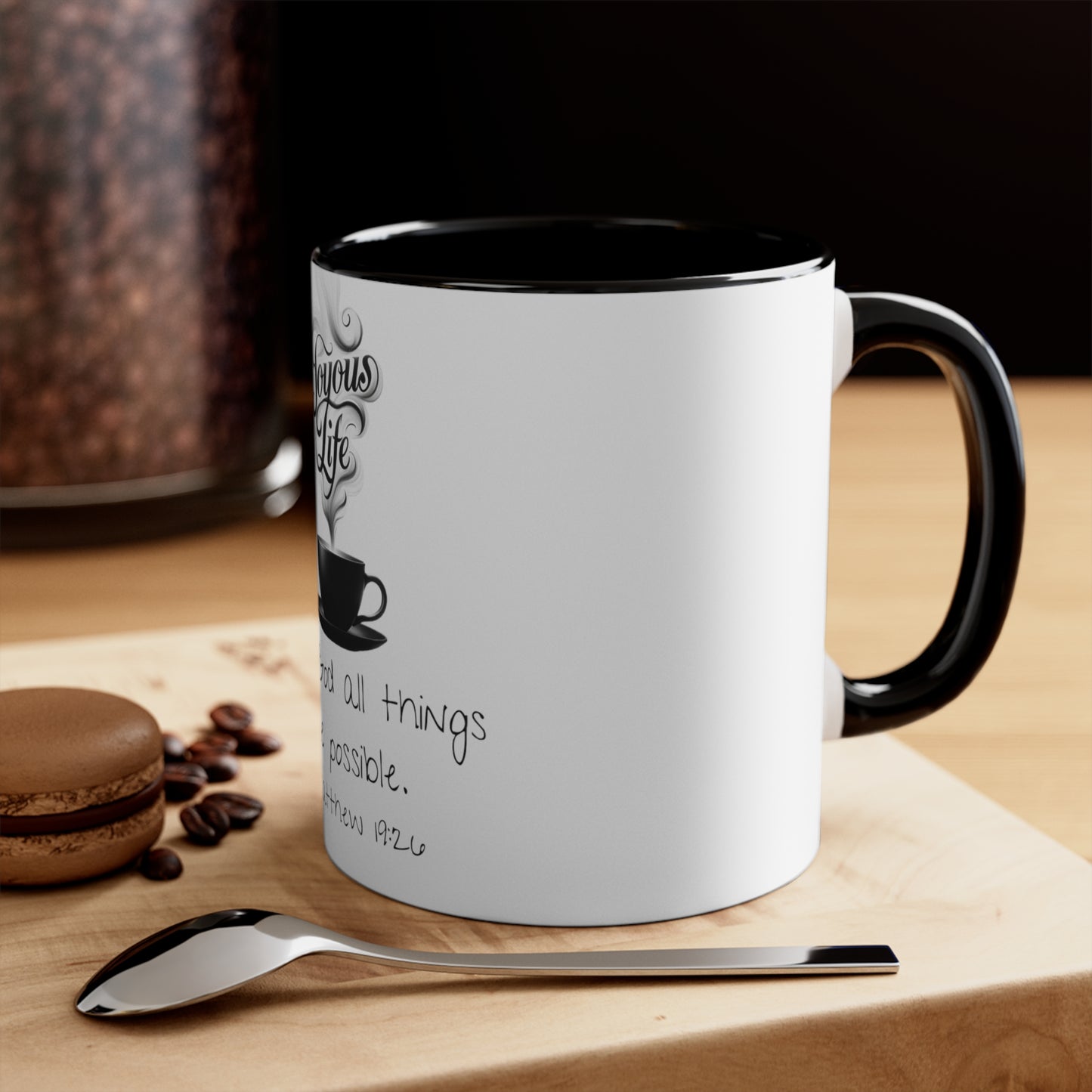 Divine Inspirations – Matthew 19:26 Accent Coffee Mug | Joyous Life Journals