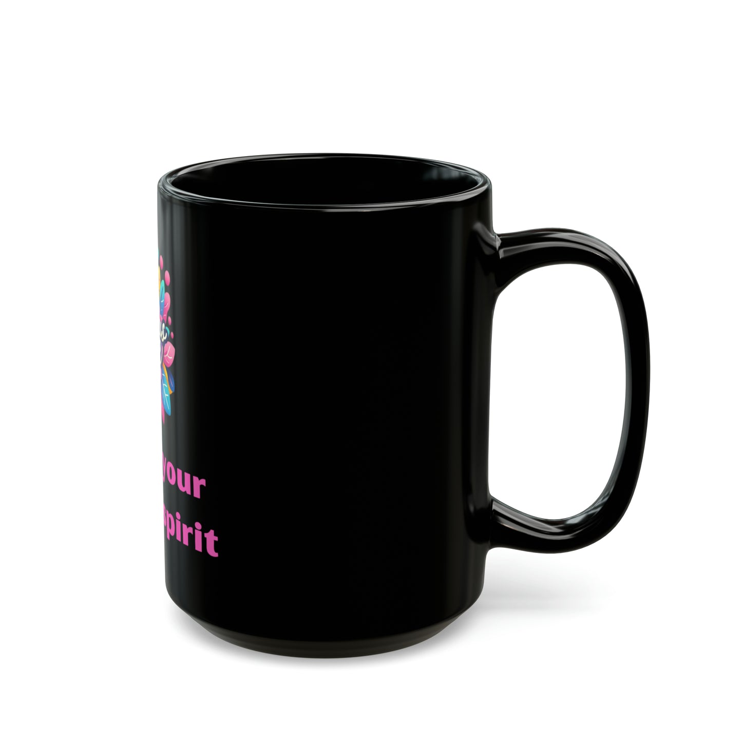 Ignite Your Spring Spirit: The Vibrant 15oz Black Ceramic Mug, Joyous Life Journals