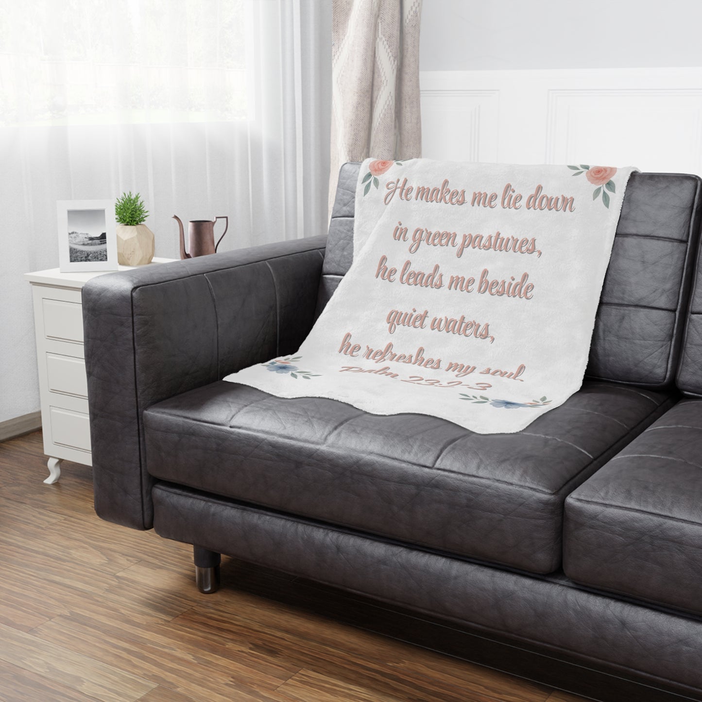 Psalm 23 Minky Blanket | “He Restores My Soul” Plush Throw