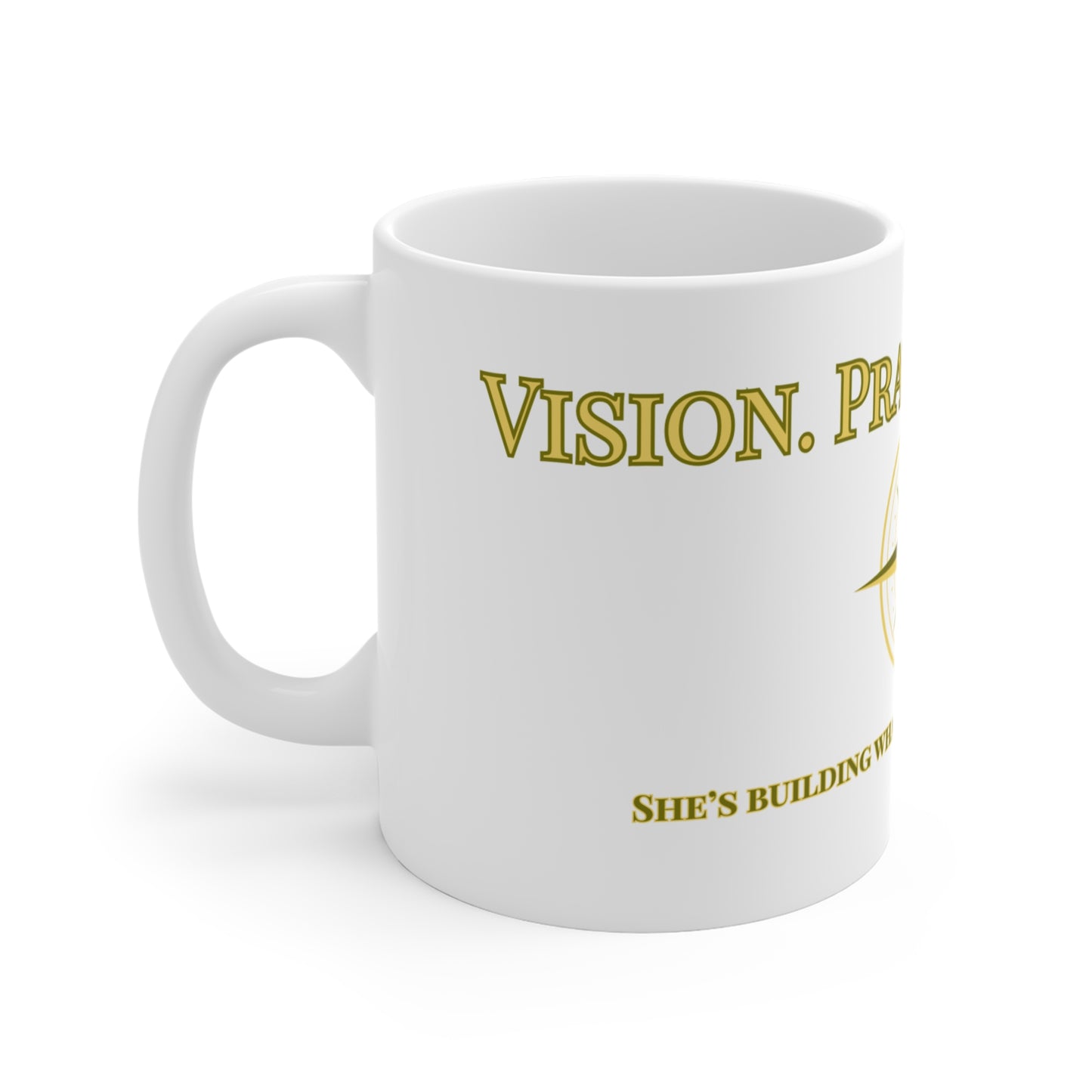 Vision. Prayer. Destiny. Mug – Design Her Destiny | Christian Compass Mug, 11oz