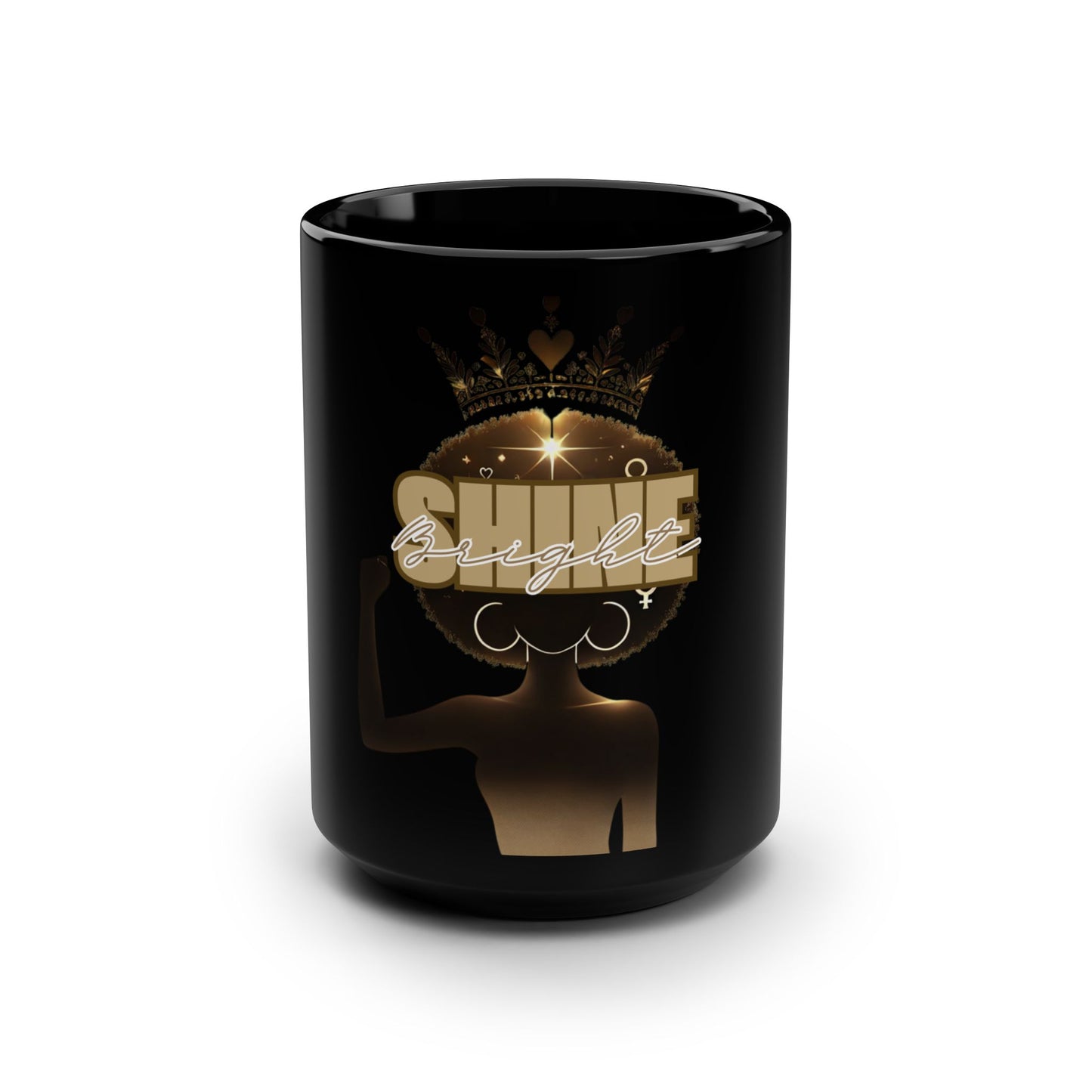 Shine Bright – Radiate Confidence Black Ceramic Mug, 15oz | Joyous Life Journals