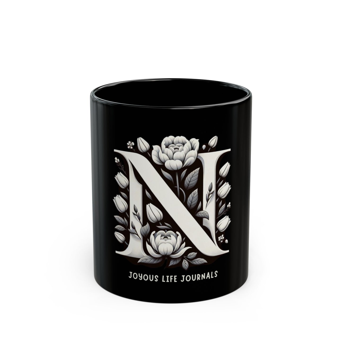 Nectar of N – Monogram N 11oz Black Coffee Mug | Joyous Life Journals
