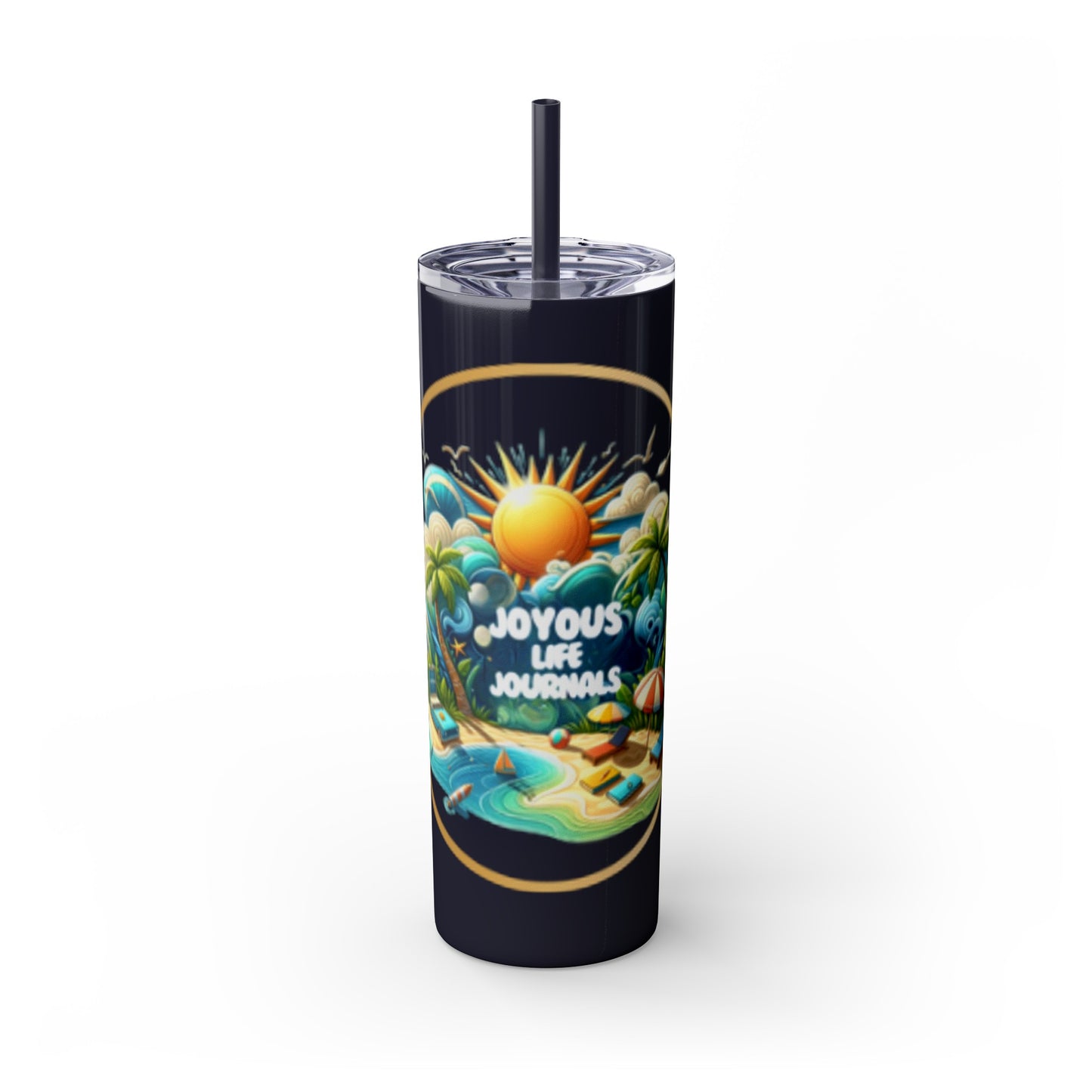 Ocean Bliss Skinny Tumbler with Straw – 20oz, Multiple Colors | Joyous Life Journals