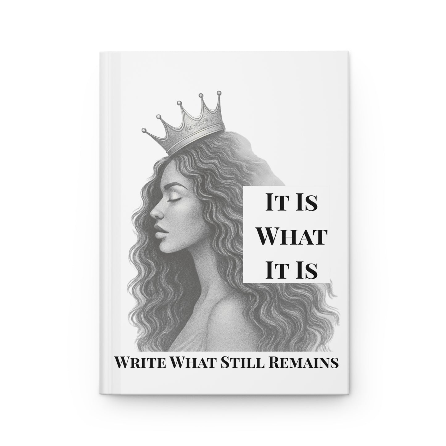 Write What Still Remains – Minimalist Hardcover Journal, White with Black Script | Joyous Life Journals