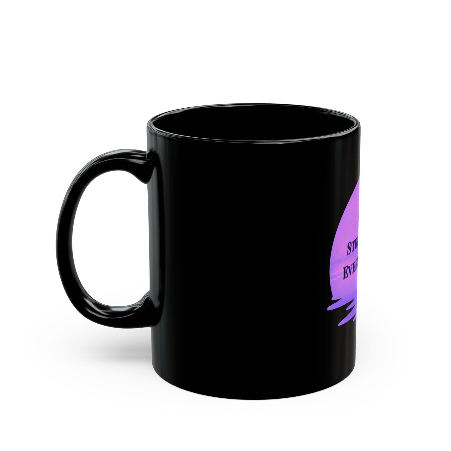 Strength in Every Sunrise Mug – 15oz Black Ceramic | Joyous Life Journals