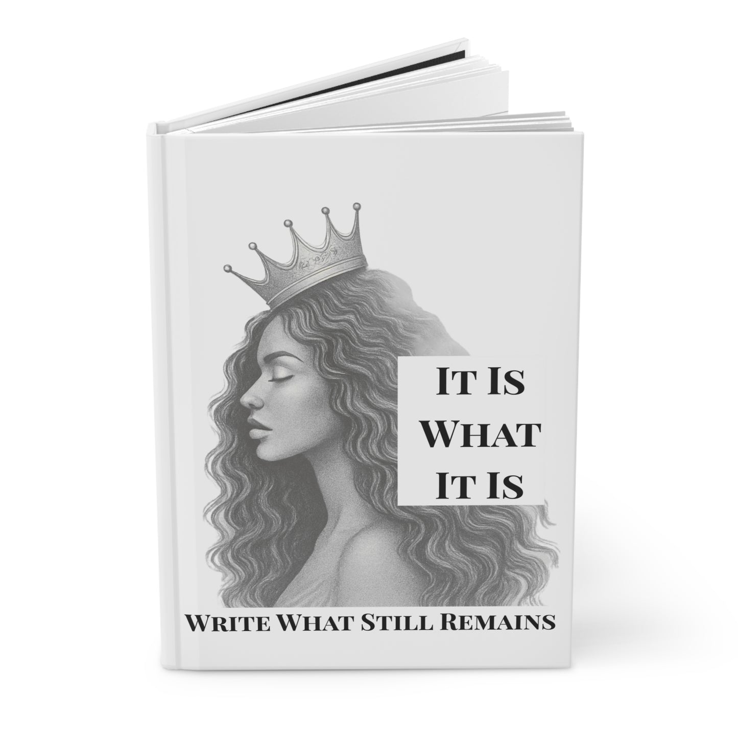 Write What Still Remains – Minimalist Hardcover Journal, White with Black Script | Joyous Life Journals