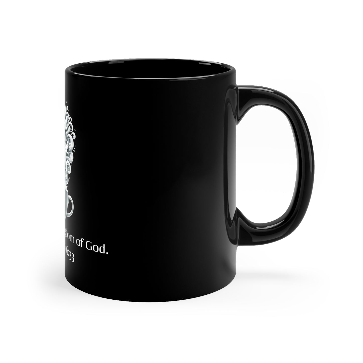 Kingdom Seeker – Matthew 6:33 Mug: Divine Guidance, 11oz Black Ceramic | Joyous Life Journals