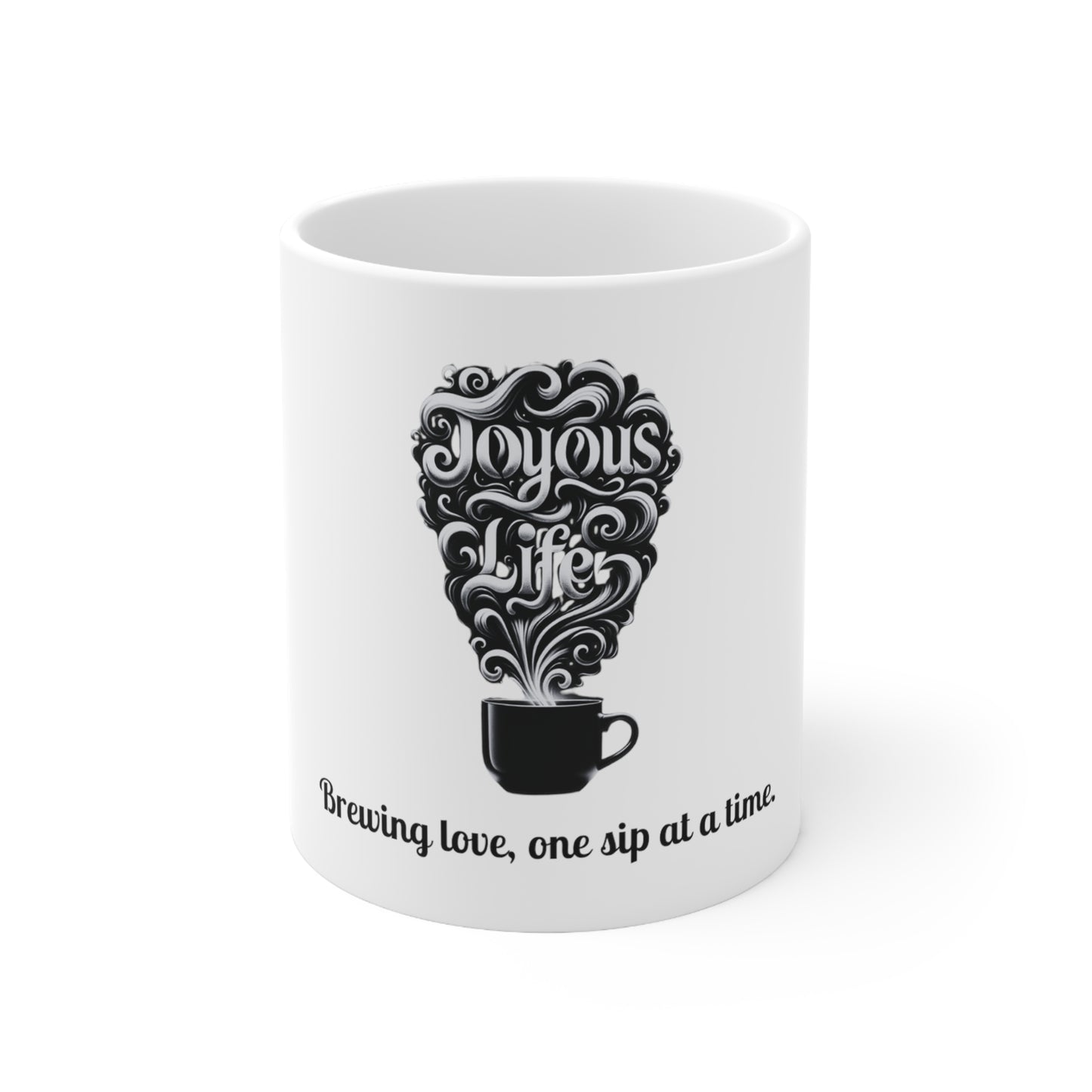 Brewing Love – Heartwarming Ceramic Coffee Mug, 11oz | Joyous Life Journals