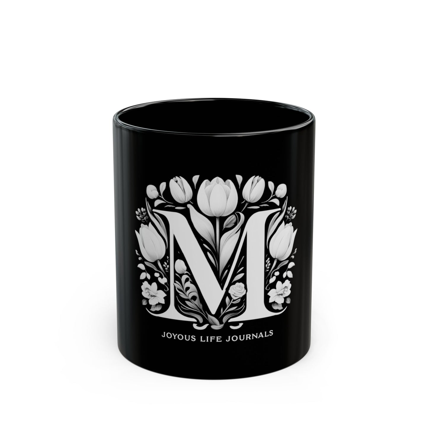 Mystique M – Monogram M 11oz Black Coffee Mug | Joyous Life Journals