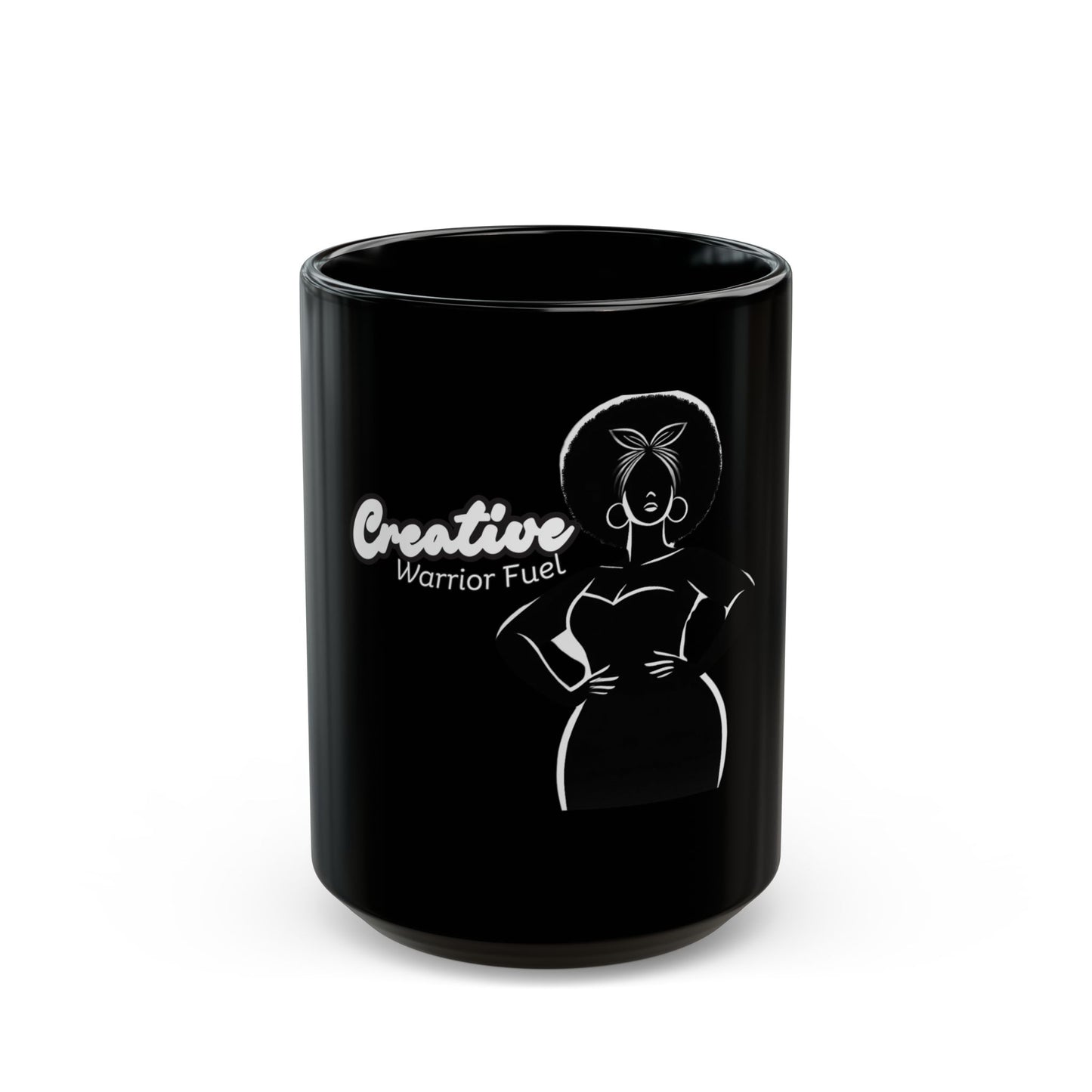 Creative Warrior Fuel – Black Empowerment Mug, 15oz | Joyous Life Journals