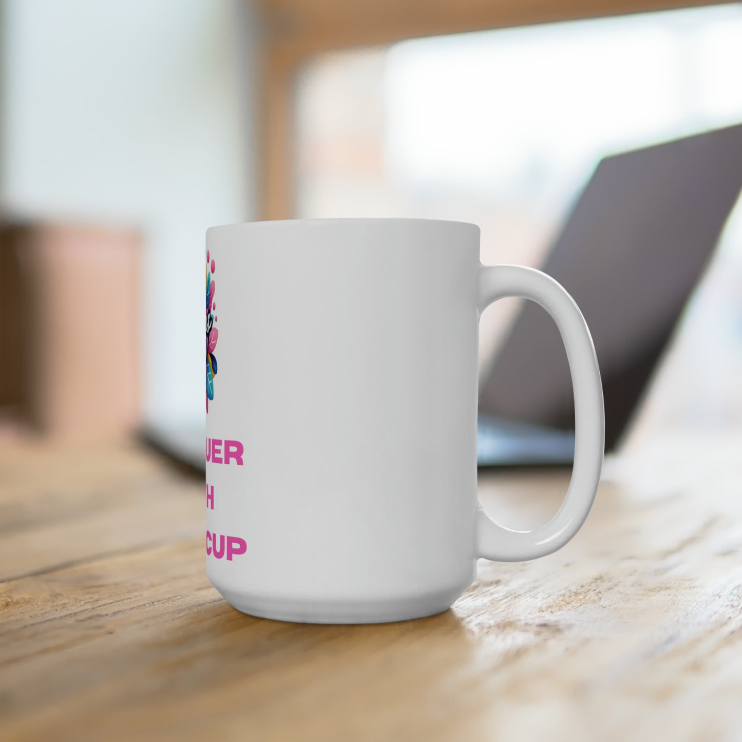 Conquer With Each Cup – Vivid Hues White Mug of Empowerment