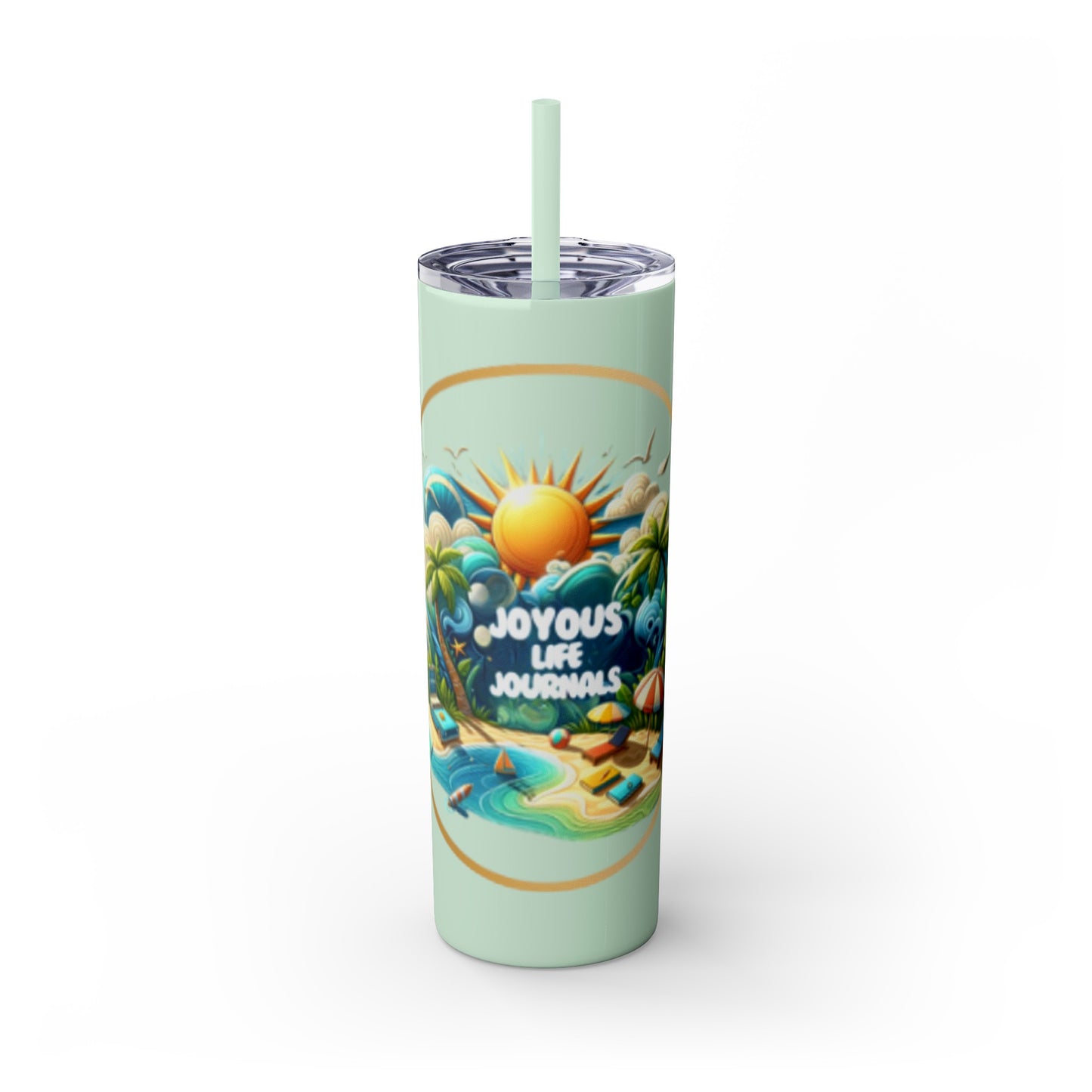 Ocean Bliss Skinny Tumbler with Straw – 20oz, Multiple Colors | Joyous Life Journals