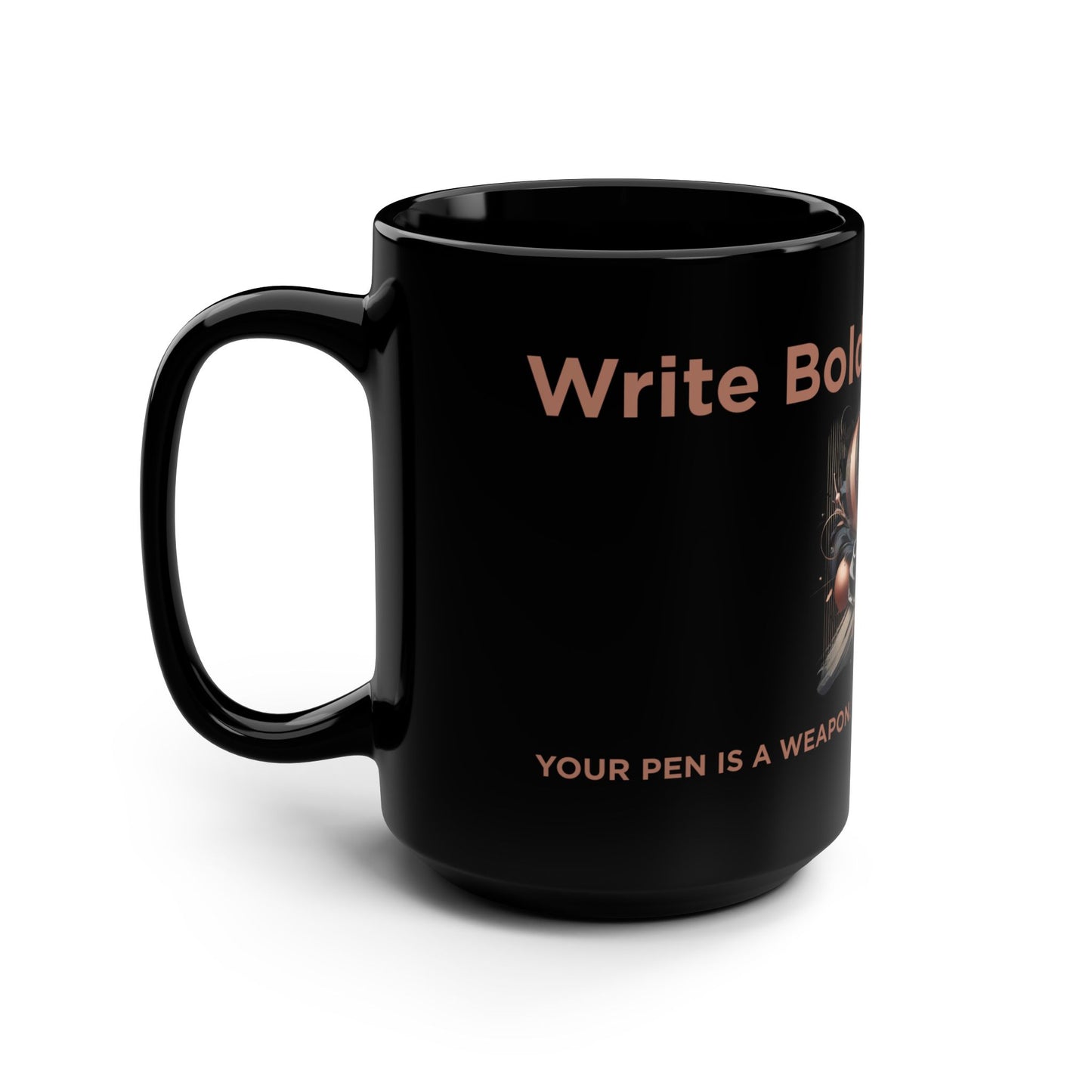 Write Bold. Live Brave. Mug – Fearless Ink Edition | 11oz Black Christian Coffee Cup