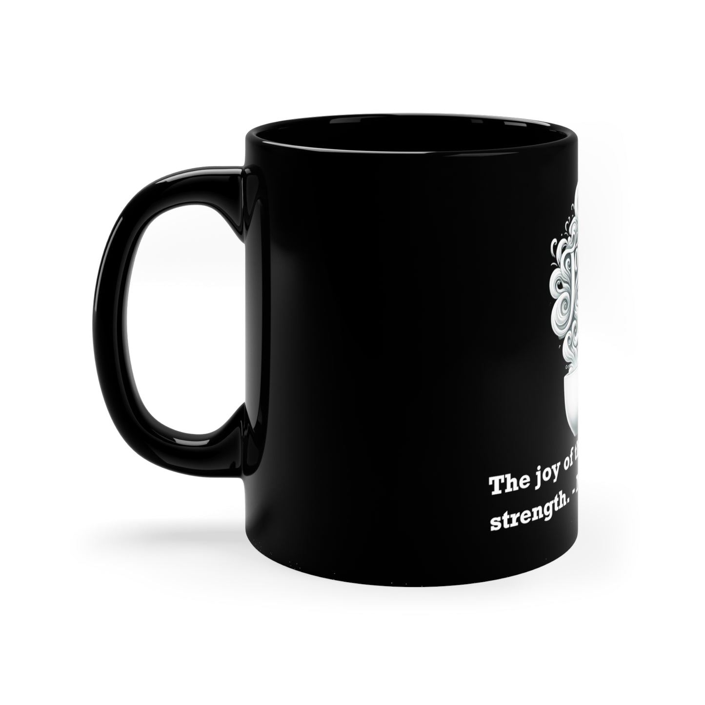 Nehemiah 8:10 Joy Mug – Strength in Joy, 11oz Black Ceramic | Joyous Life Journals
