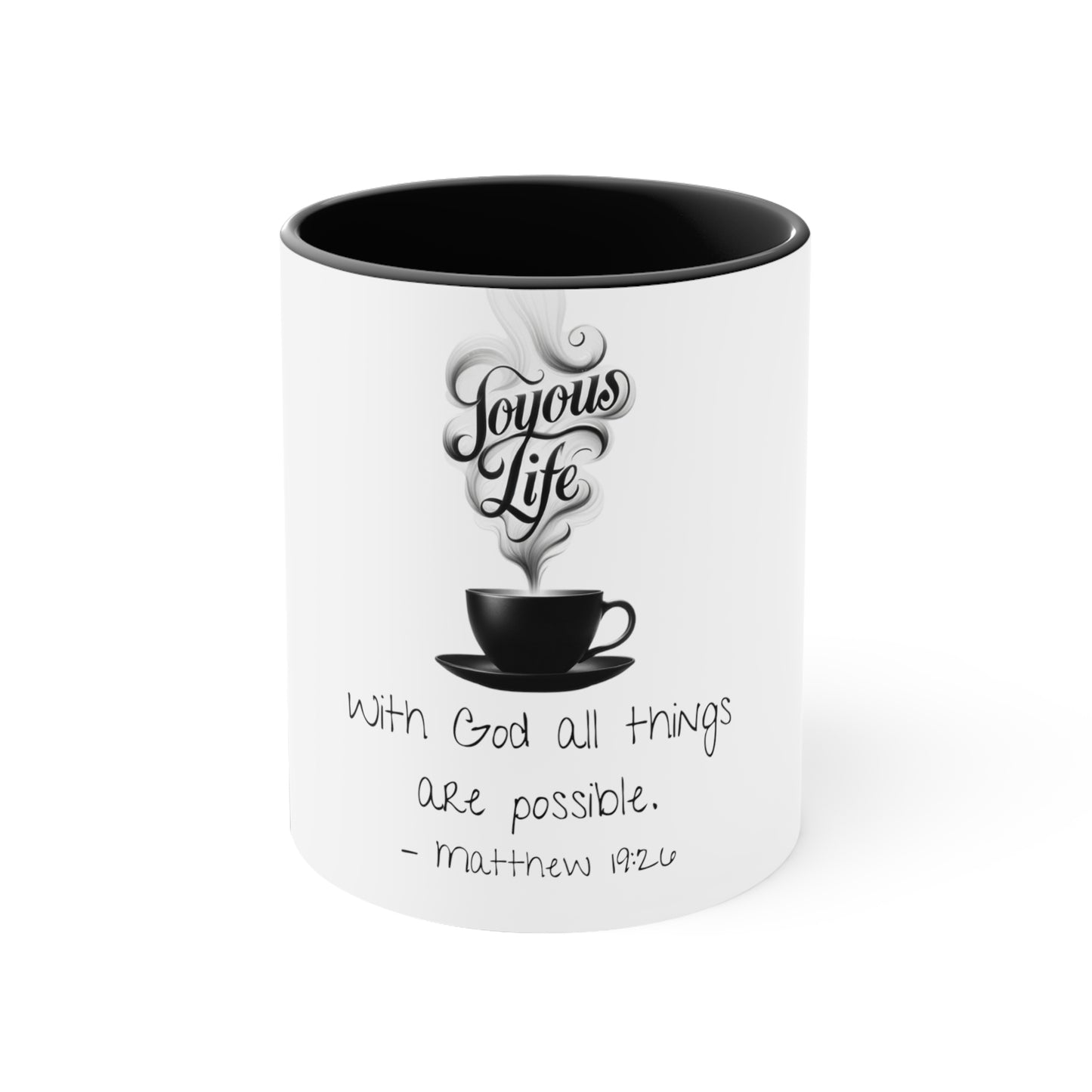 Divine Inspirations – Matthew 19:26 Accent Coffee Mug | Joyous Life Journals