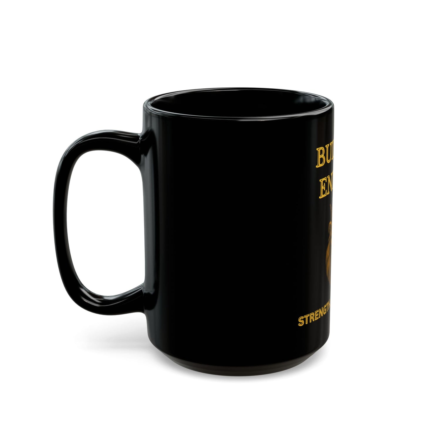 Built to Endure – Inspirational Black Mug with Lion Design | Joyous Life Journals