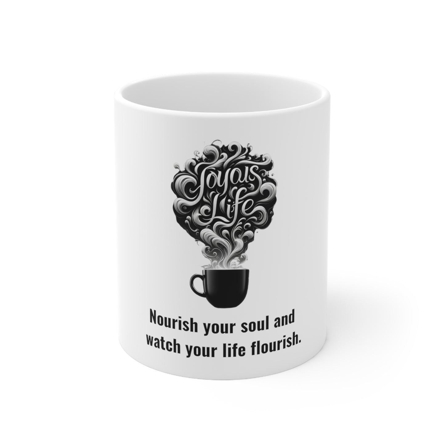 Nourish & Flourish – Soulful Life Ceramic Mug, 11oz | Joyous Life Journals