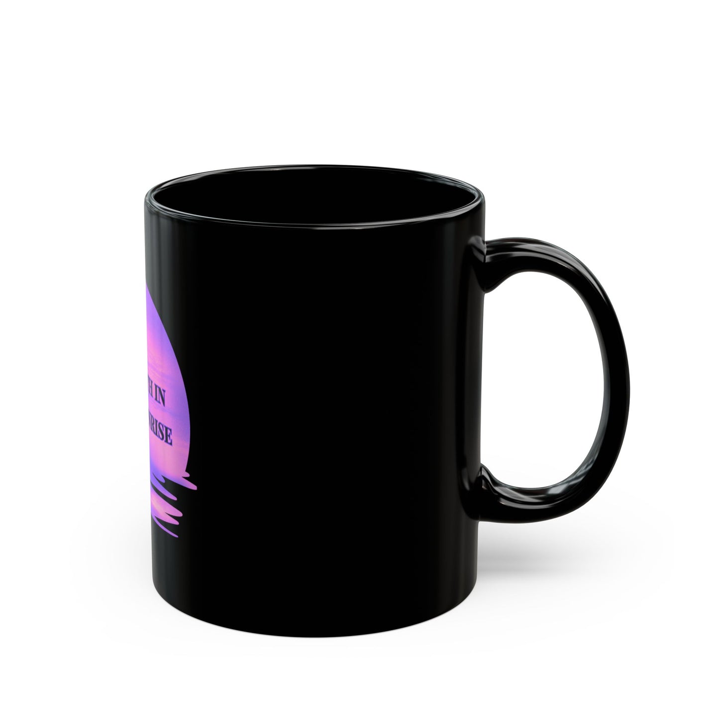 Strength in Every Sunrise Mug – 15oz Black Ceramic | Joyous Life Journals