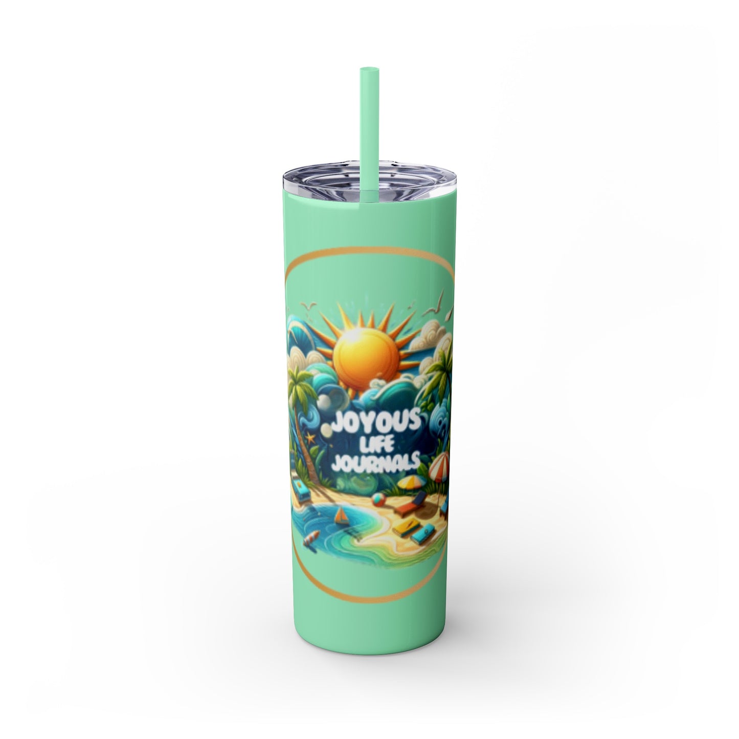 Ocean Bliss Skinny Tumbler with Straw – 20oz, Multiple Colors | Joyous Life Journals