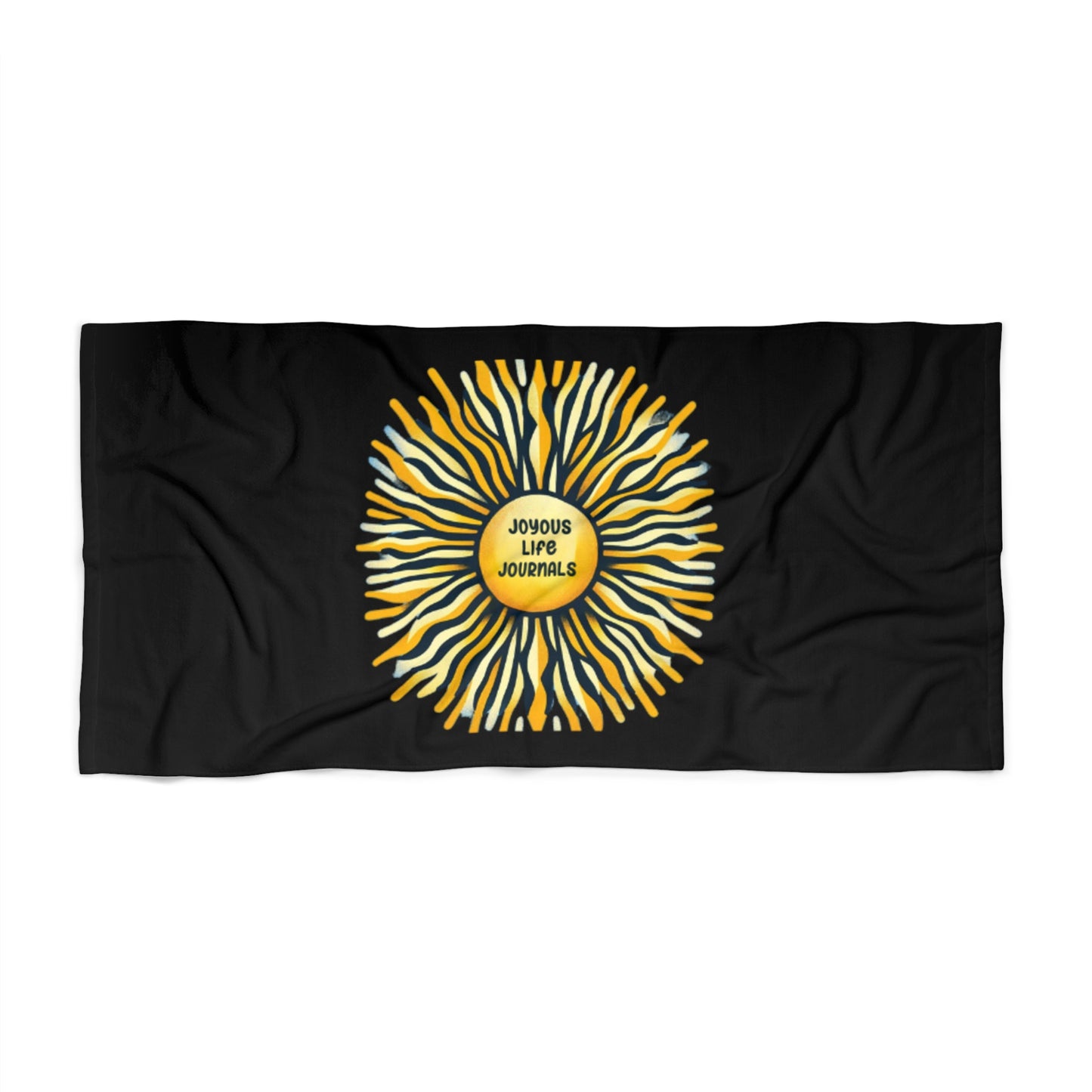 Radiant Sun – Black Beach Towel 36x72 | Joyous Life Journals