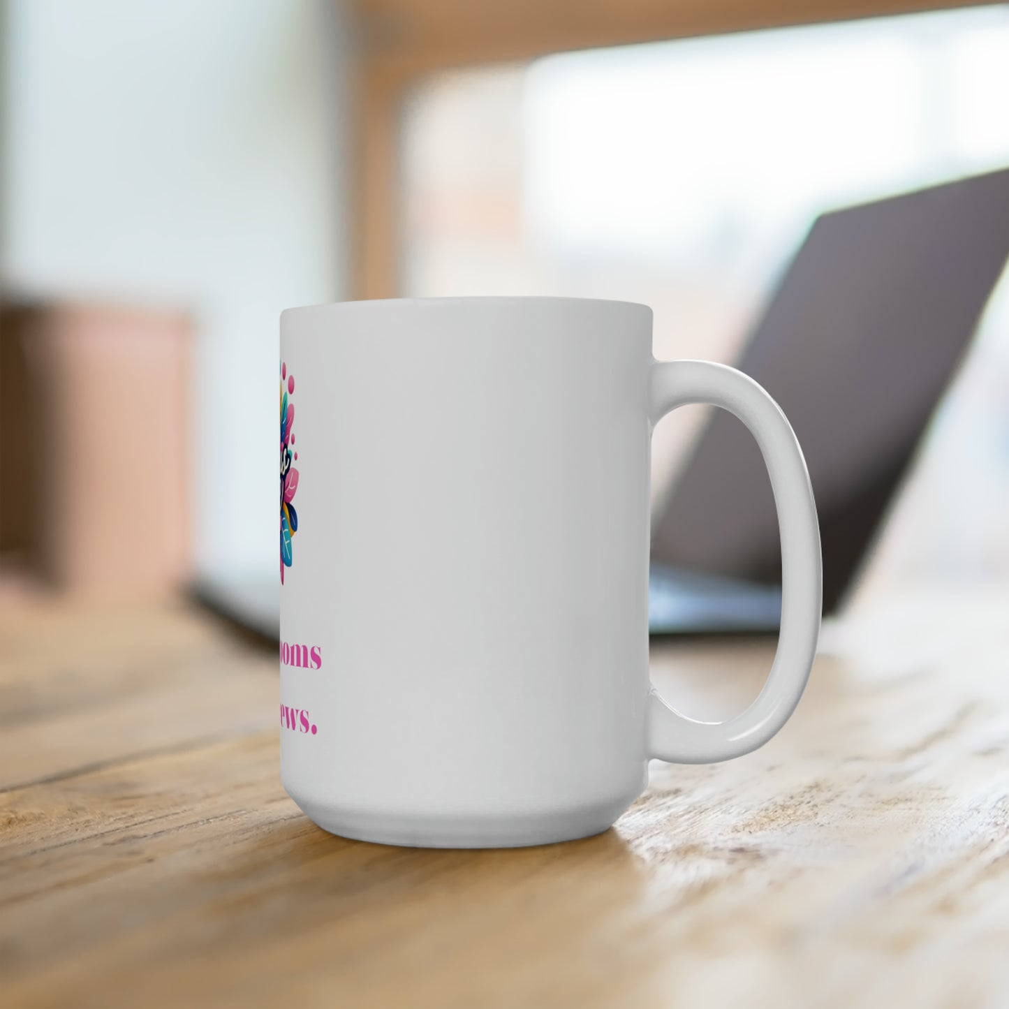 Spring Essence in a Cup: The 15oz 'Bold Blooms & Brews' Ceramic Mug, Joyous Life Journals