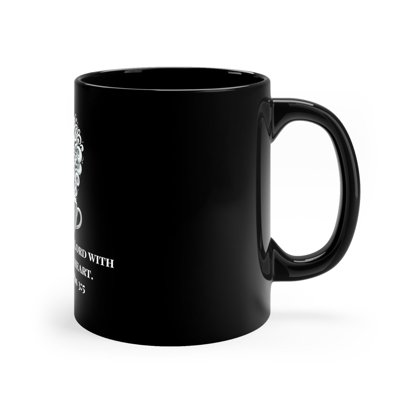 Trust Mug – Proverbs 3:5: Heartfelt Faith, 11oz Black Ceramic | Joyous Life Journals