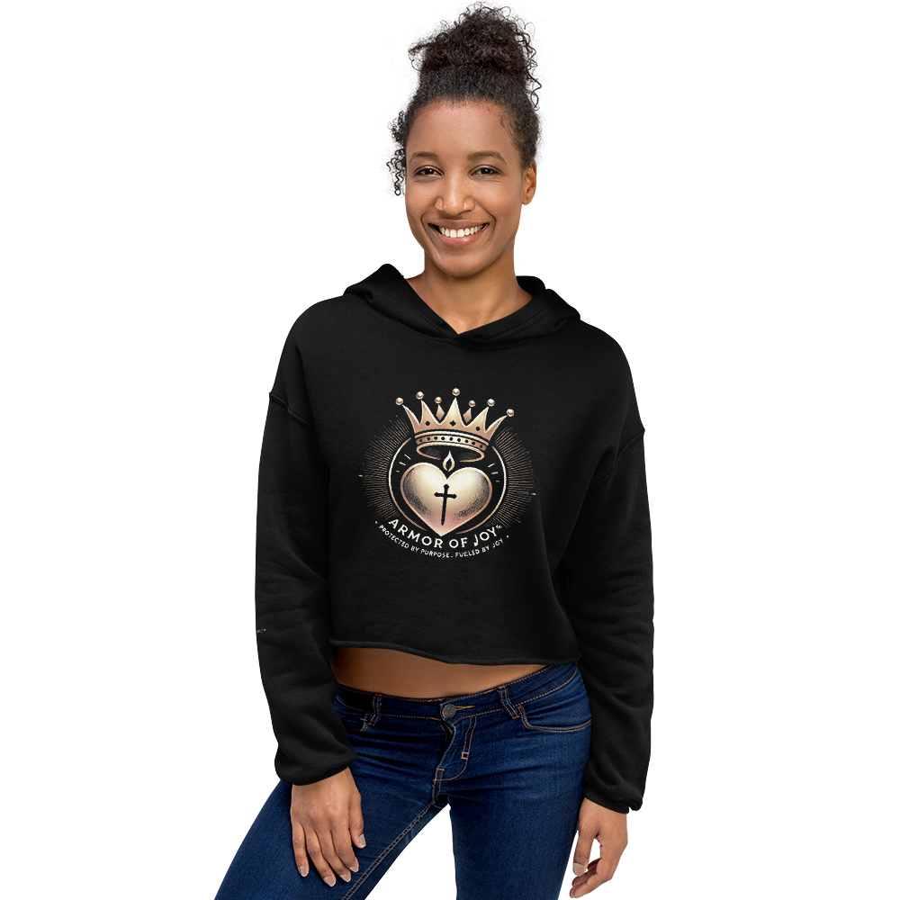 Armor of Joy™ Cropped Hoodie | Faith-Based Inspirational Sweatshirt for Women | Cozy Statement Apparel, Purpose-Driven Gift, Joy-Inspired Fashion