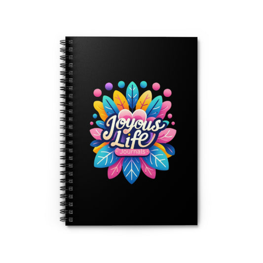 Midnight Musings: Black Spiral Notebook with Ruled Lines, Joyous Life Journals