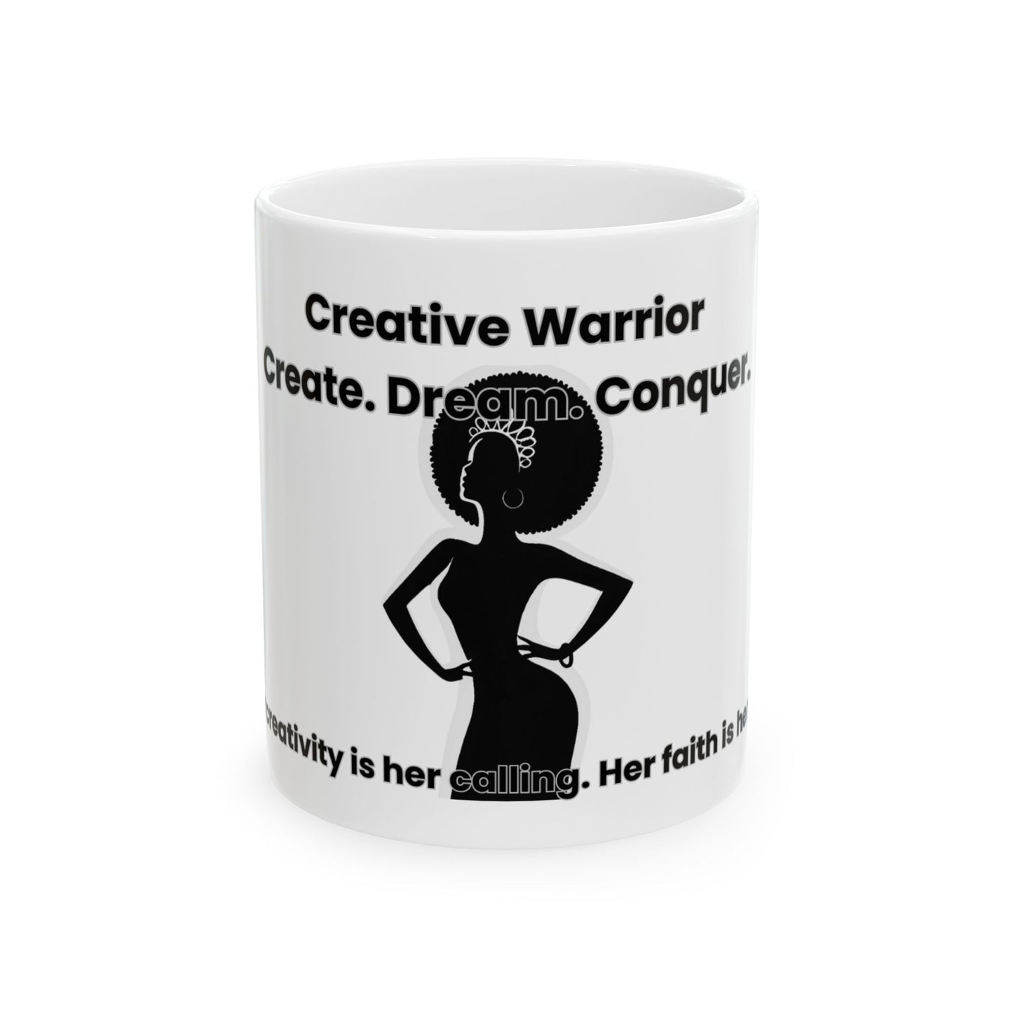 Creative Warrior Mug | White Christian Artist Coffee Cup for Women, 11oz