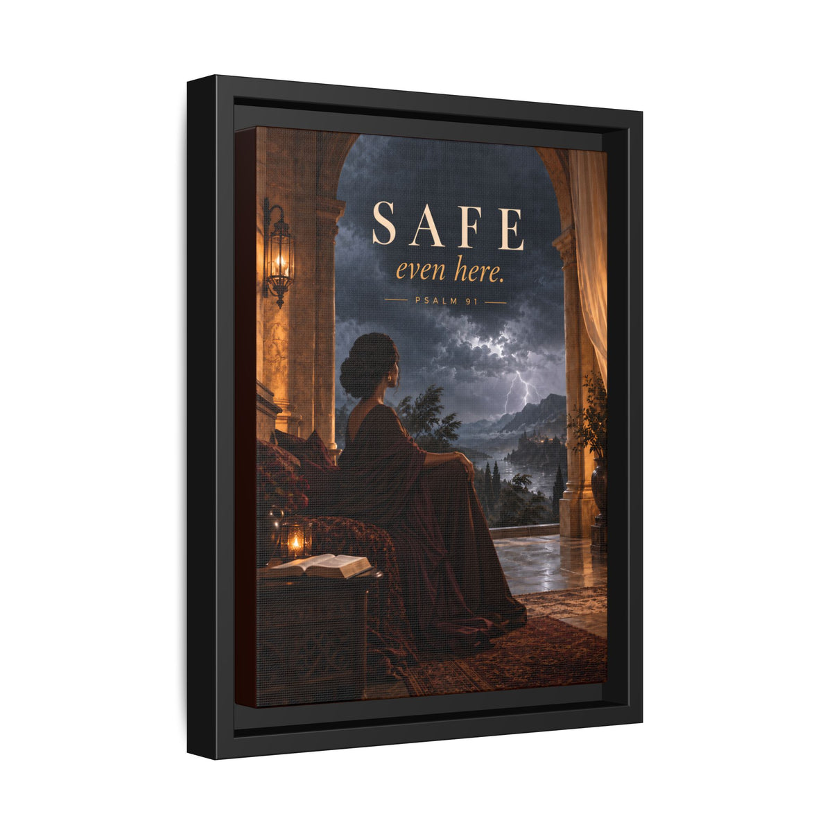 Safe Even Here | Psalm 91 Framed Christian Canvas Wall Art