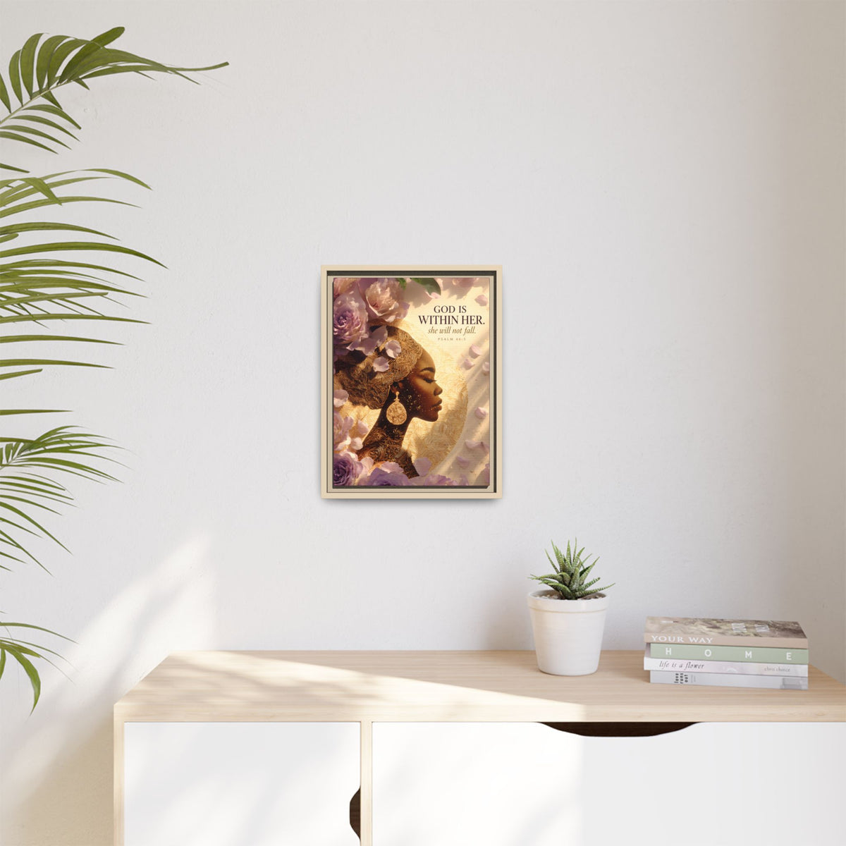 God Is Within Her | Psalm 46:5 Framed Christian Canvas Wall Art