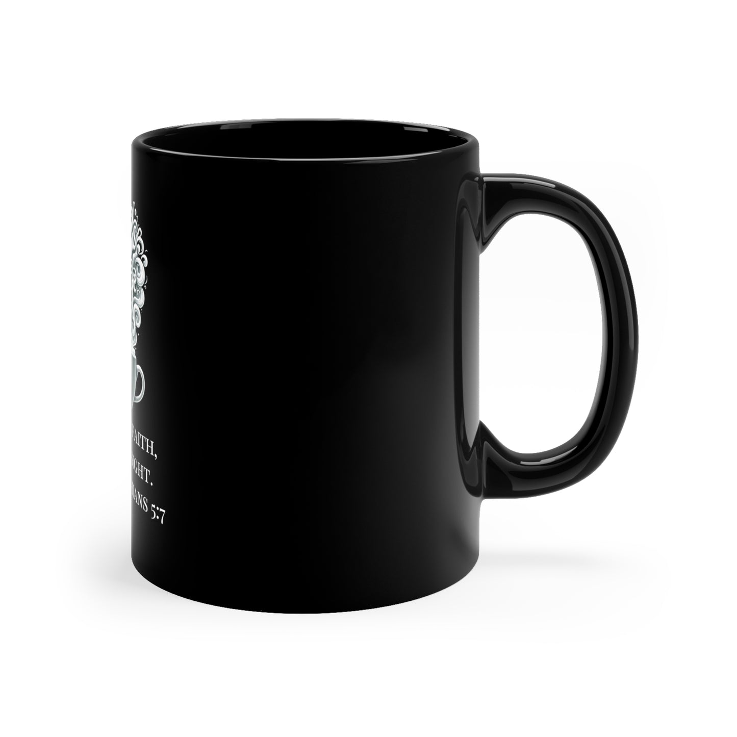 2 Corinthians 5:7 Faith Walk Mug: Sight Unseen, 11oz Black Ceramic, Joyous Life Journals