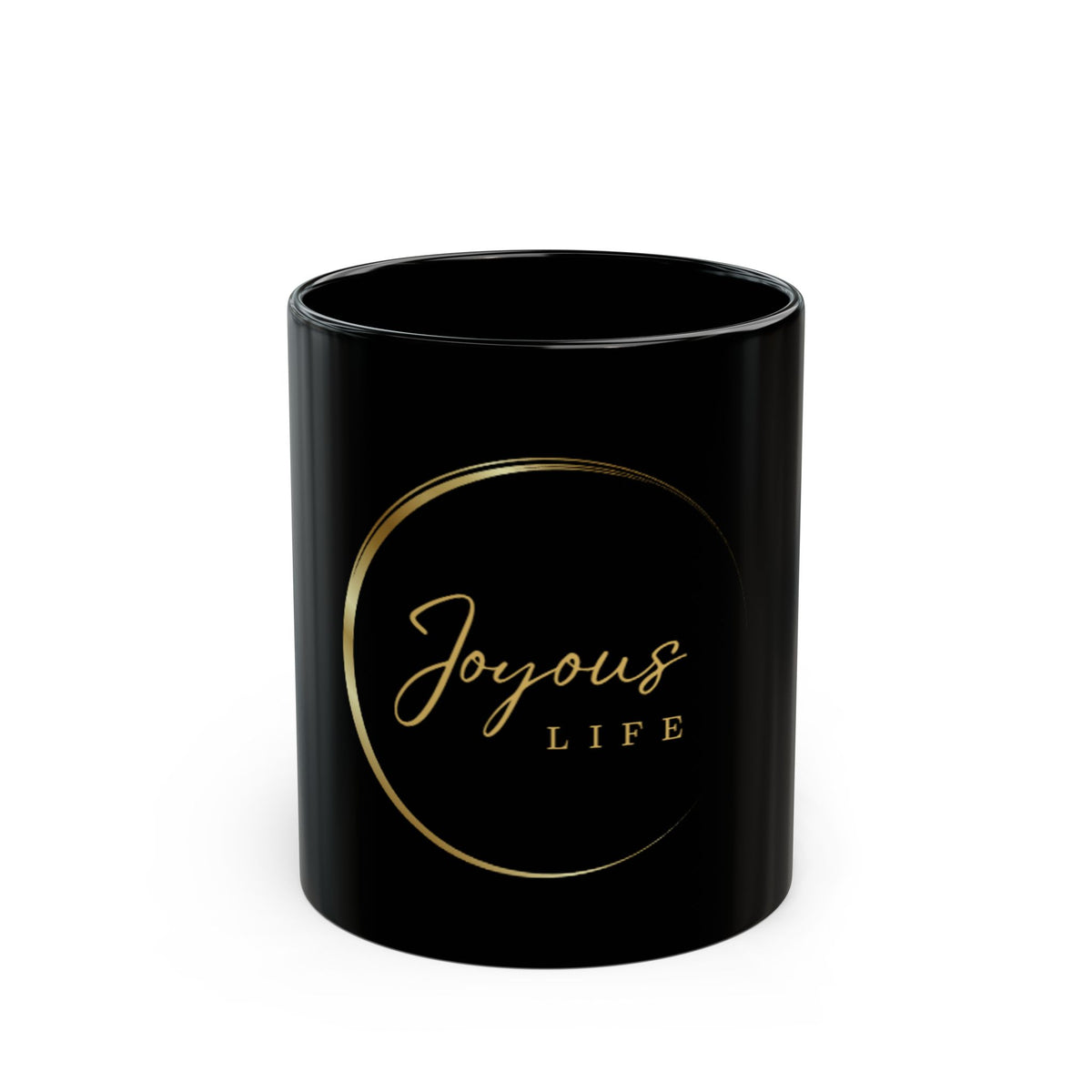 Joyous Life Signature Black Ceramic Mug – 11 oz