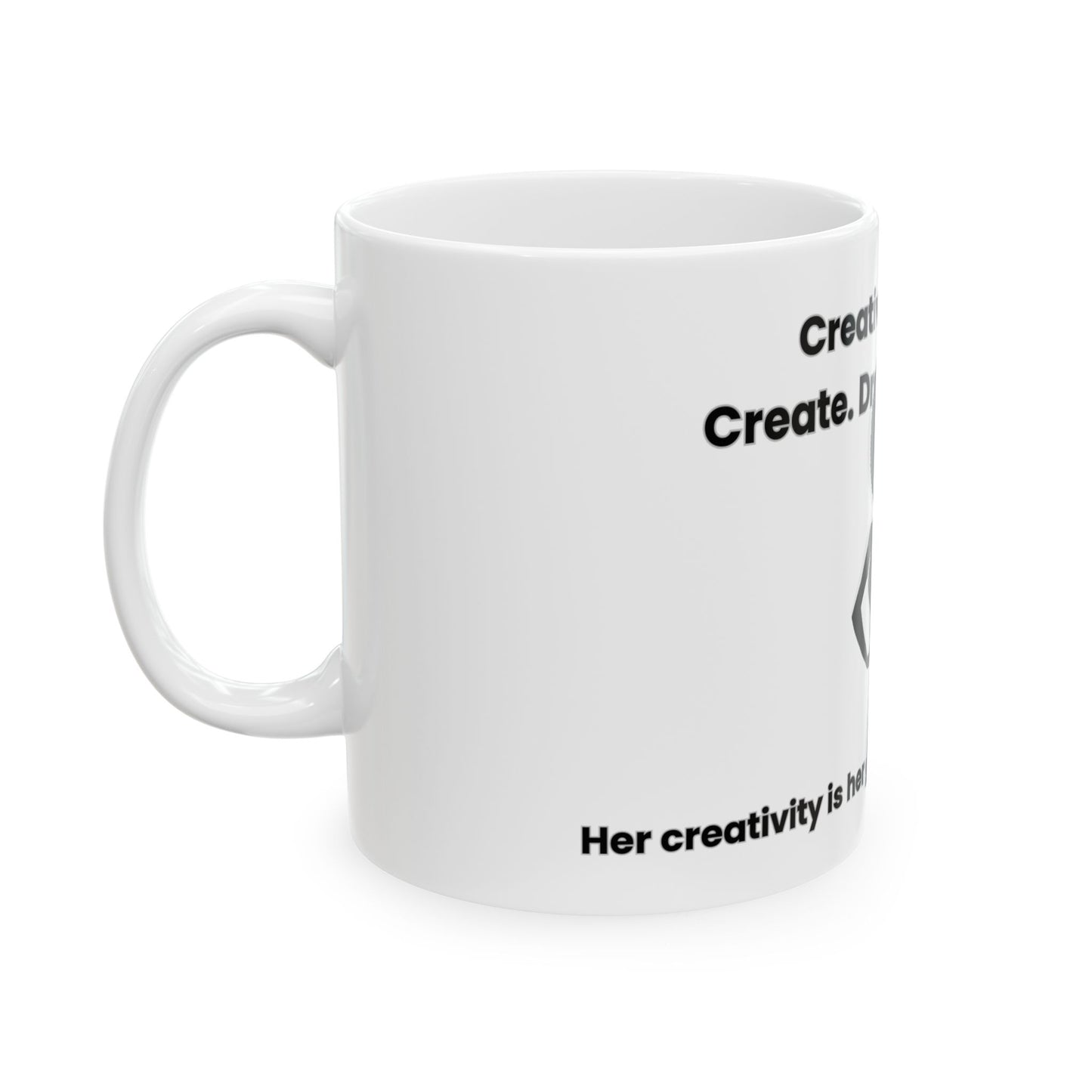 Creative Warrior Mug | White Christian Artist Coffee Cup for Women, 11oz