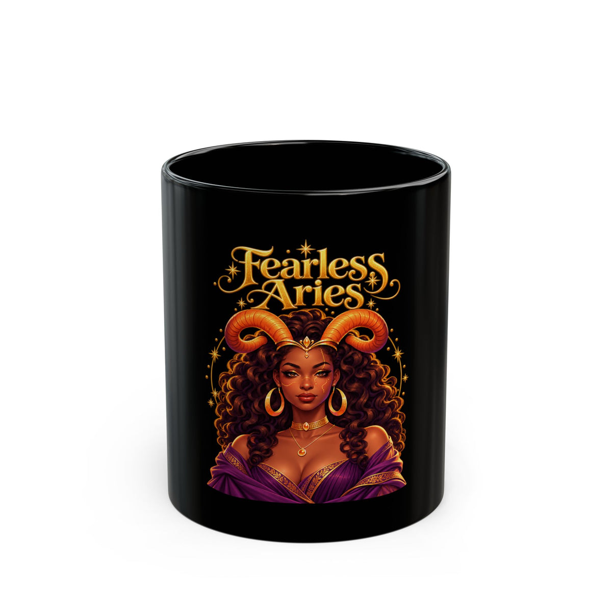 Fearless Aries Black Mug, 11 oz | Celestial Elegance Collection