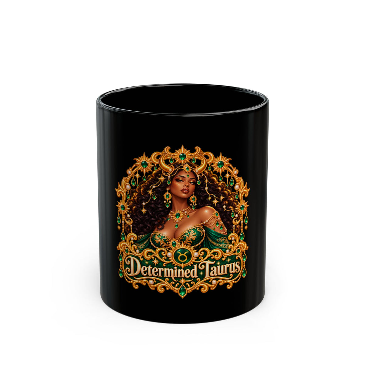 Determined Taurus Black Mug | Celestial Elegance Collection