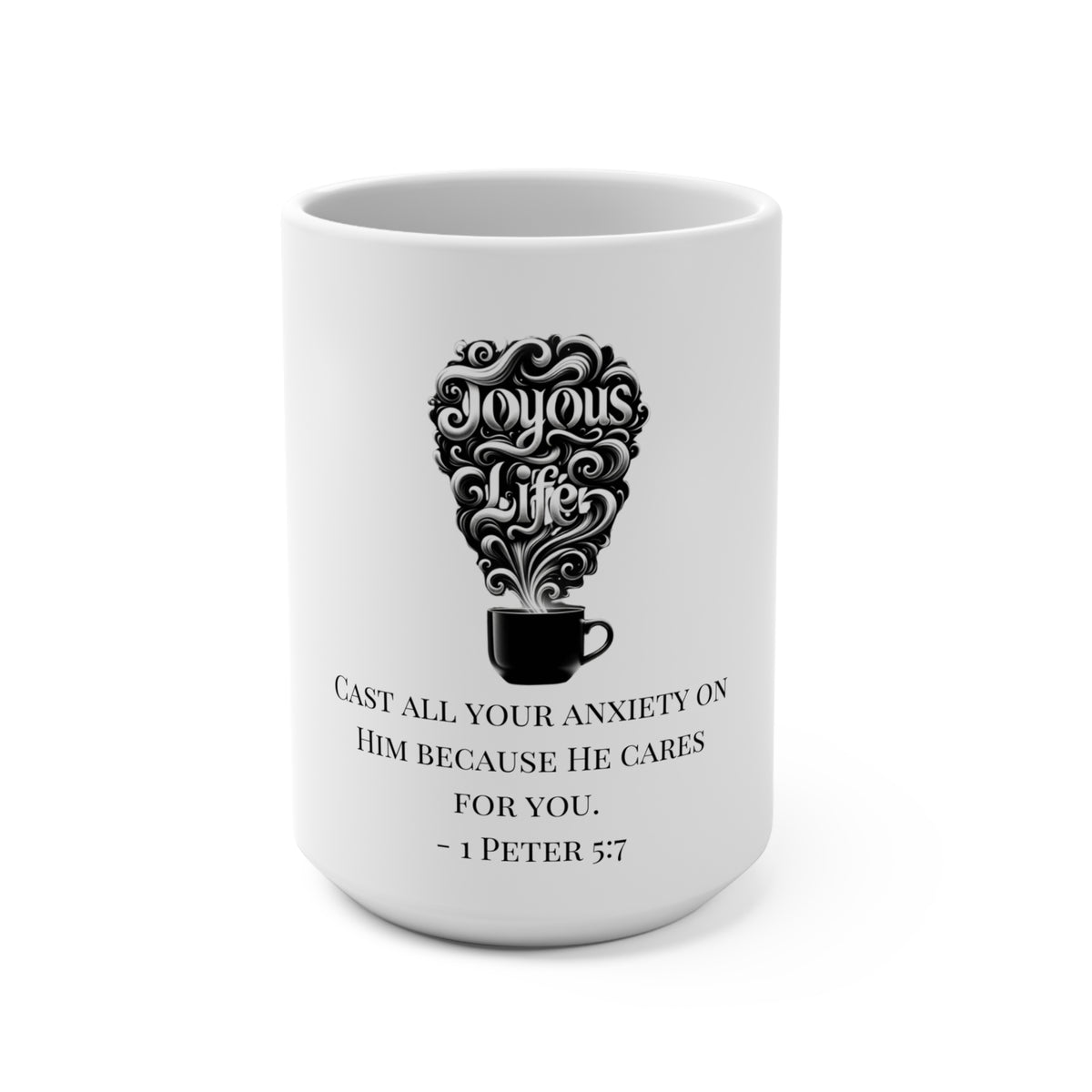 Anxiety Surrendered – 1 Peter 5:7 Scripture Mug, 15 oz | Joyous Life Journals®