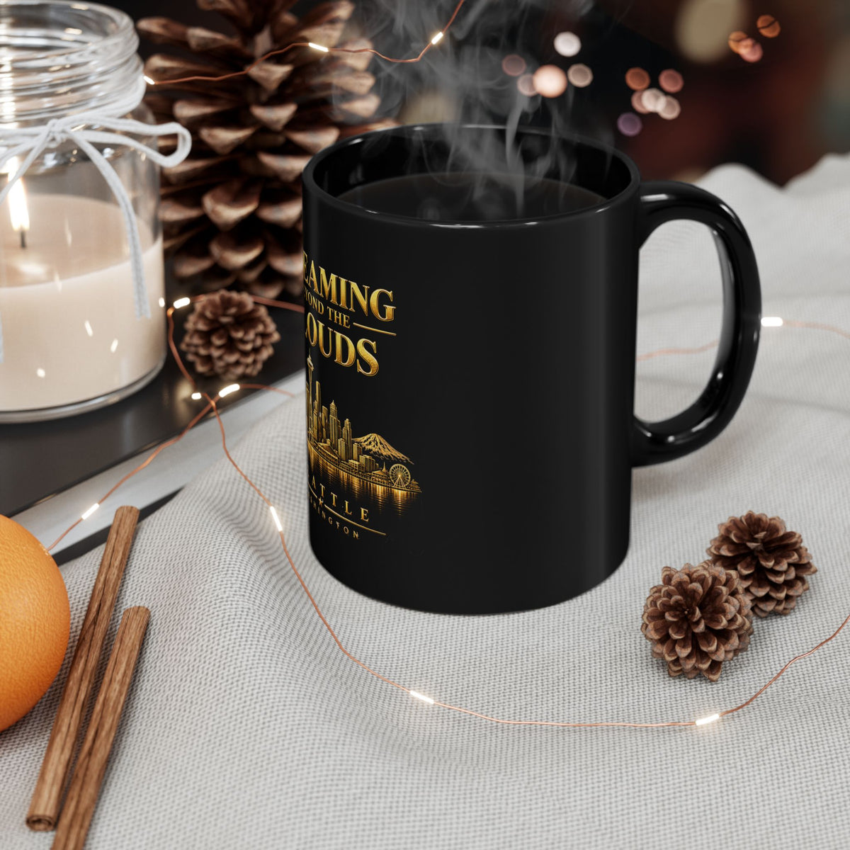 Dreaming Beyond the Clouds | 11 oz Black Ceramic Mug