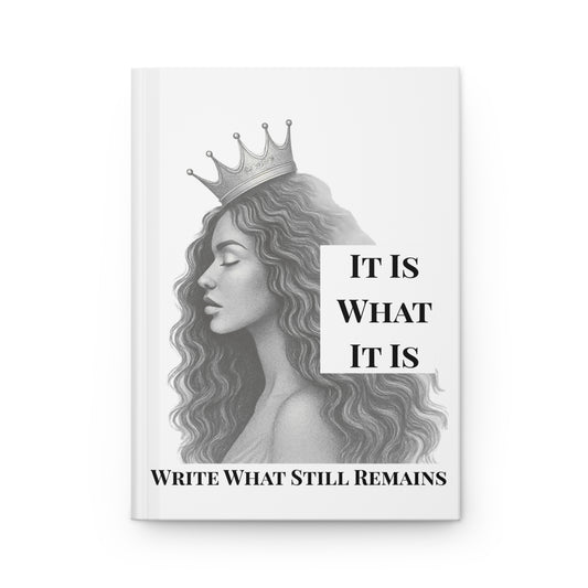 Write What Still Remains – Minimalist Hardcover Journal, White with Black Script | Joyous Life Journals