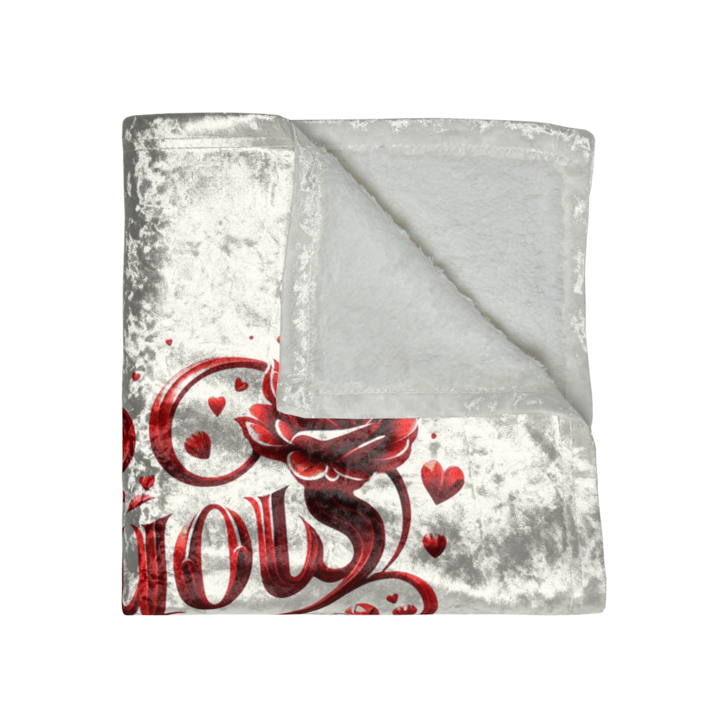 Joyous Life Crushed Velvet Blanket - Red Roses & Hearts