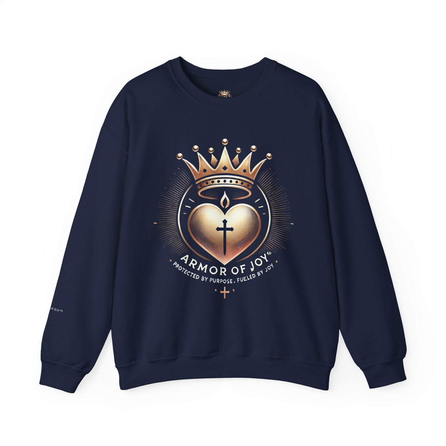Armor of Joy™ Unisex Crewneck Sweatshirt – Faith-Based Inspirational Apparel, Cozy All-Season Gift for Friends, Purpose & Joy-Inspired Casual Wear