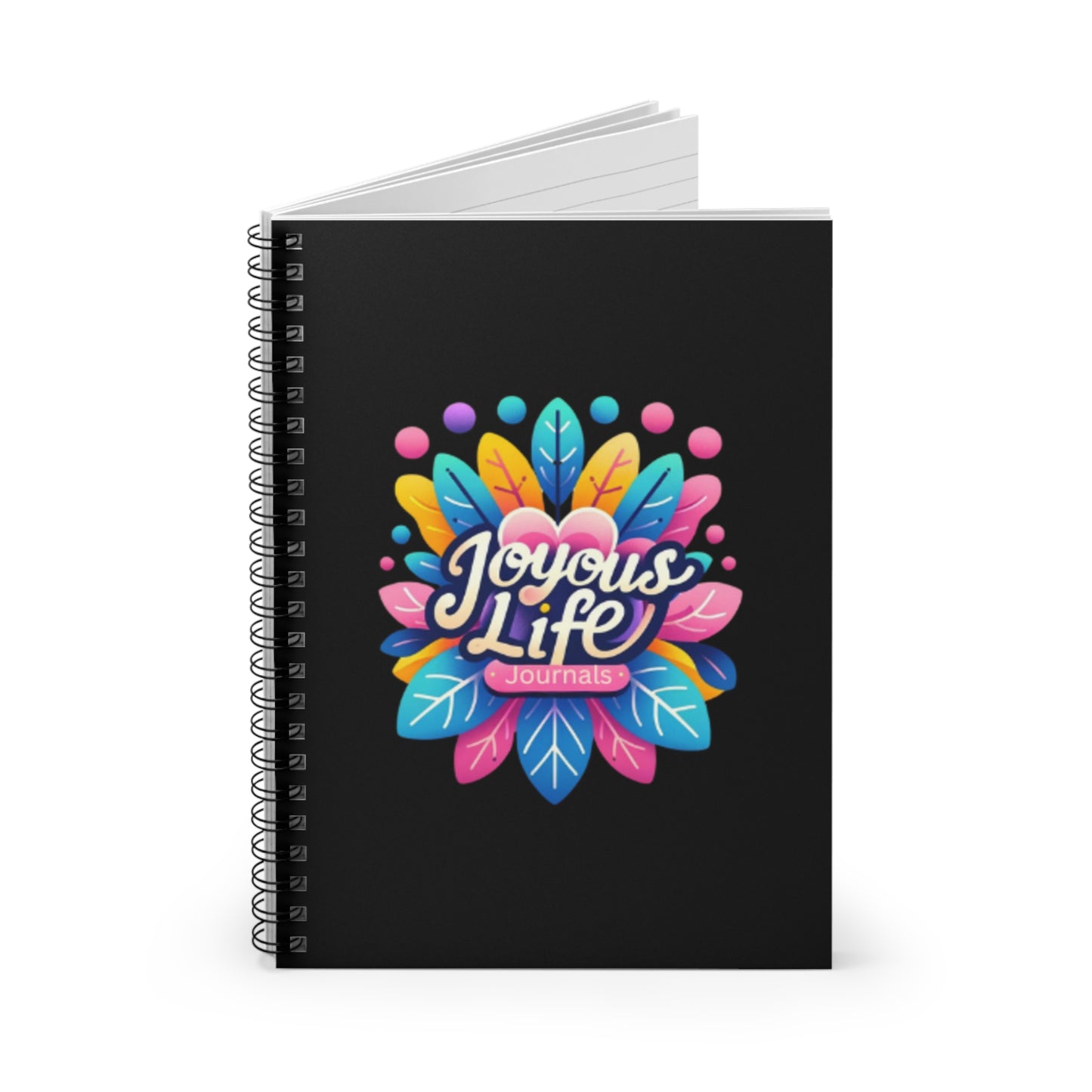 Midnight Musings: Black Spiral Notebook with Ruled Lines, Joyous Life Journals