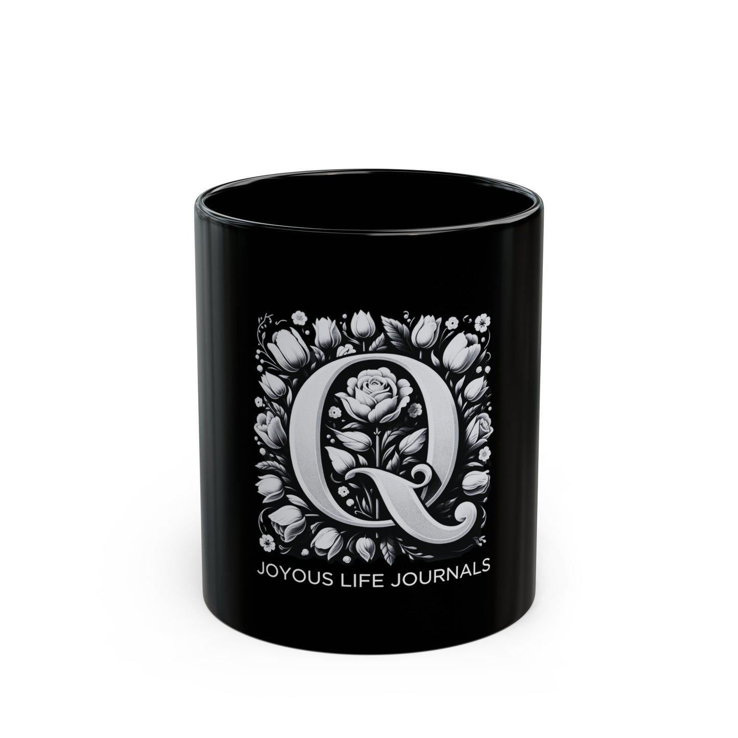Quantum Quench: Monogram Q 11oz Black Coffee Mug, Joyous Life Journals