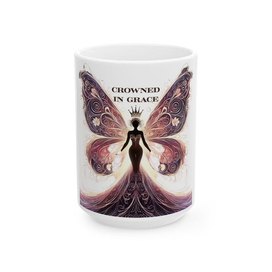 👑 Crowned in Grace Mug – 15oz White Ceramic | Joyous Life Journals