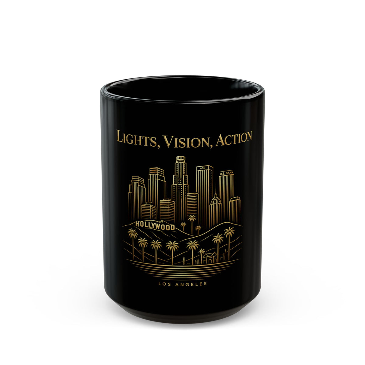 Lights, Vision, Action | Los Angeles Black Mug