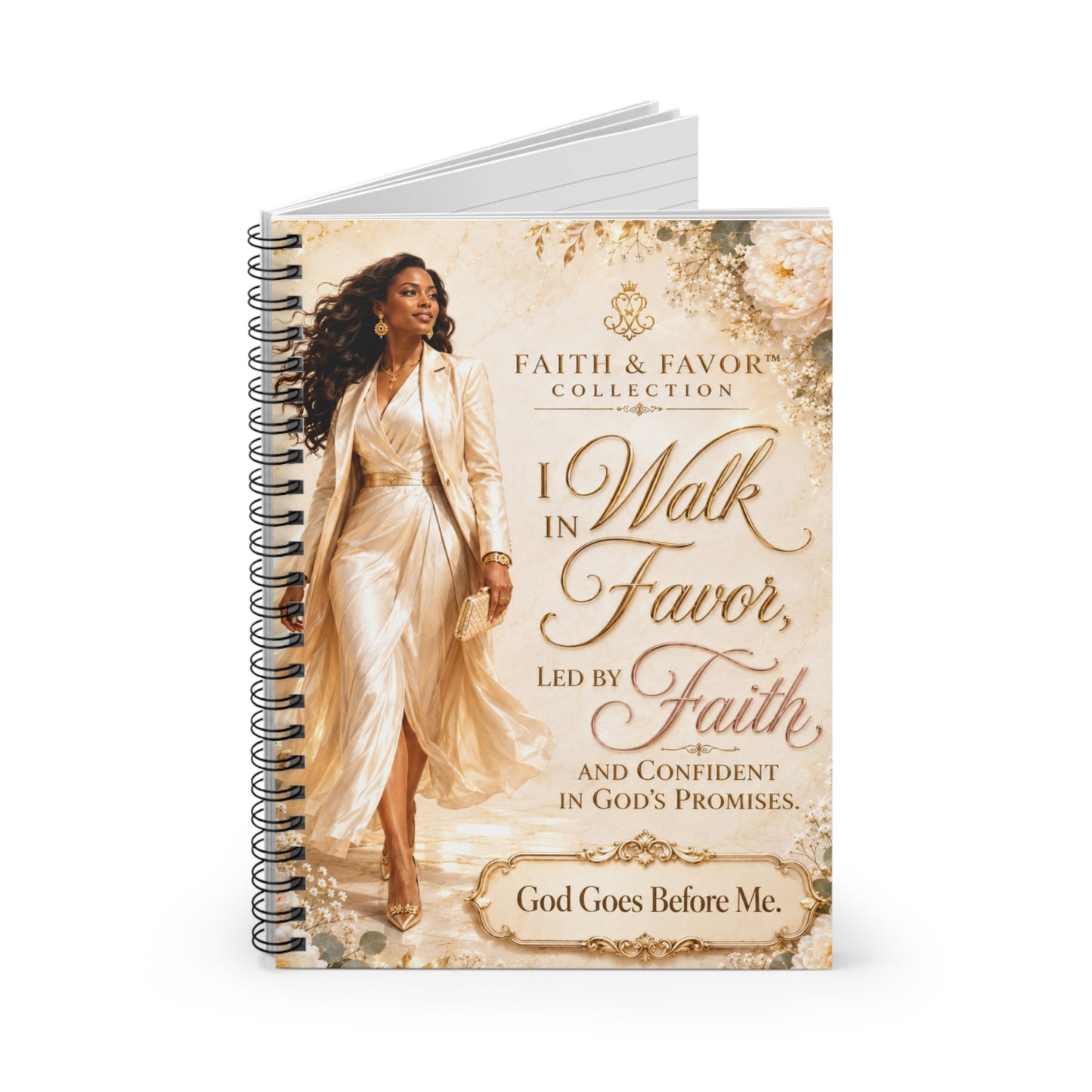Walking in Favor | Faith & Favor™ Inspirational Spiral Notebook | Christian Journal for Women
